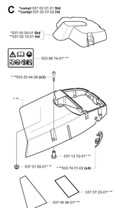 Cover 2 Diagram and Parts List for 385XP 20034000001-20051000000 Husqvarna Chainsaw