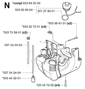 Crankcase Diagram and Parts List for 240RJ 20023500001 & Above Husqvarna Trimmer