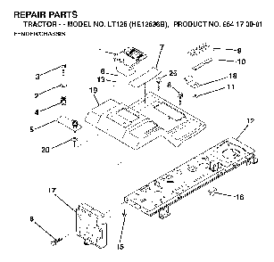Chassis / Frame Diagram and Parts List for LT125 (HE12536B, 954170001)(1996-10) Husqvarna Lawn Tractor