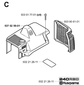 Cylinder Cover Diagram and Parts List for 240RBD 20004000001-Current Husqvarna Brush Cutter