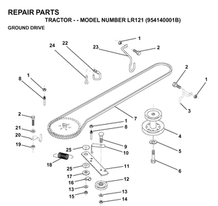 Drive Diagram and Parts List for LR121 (954140001B)(1997-01) Husqvarna Lawn Tractor