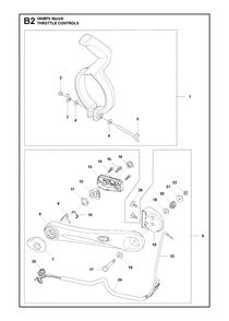 Throttle Controls Diagram and Parts List for 580BFS-BTS Mark III Husqvarna Leaf Blower / Vacuum