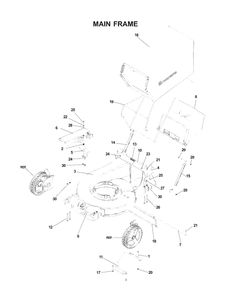 Mainframe, Left Side Diagram and Parts List for W53 (968999287)(2007-03) Husqvarna Lawn Mower