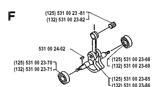 Crankshaft Diagram and Parts List for 132LD 19904400001-19920100000 Husqvarna Edger