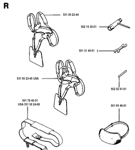 Harness Diagram and Parts List for 125L 19931400001-20053600000 Husqvarna Edger
