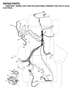 Electrical Diagram and Parts List for YTH2148-LO21H48D 2004-03 Husqvarna Lawn Tractor