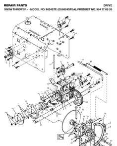 Drive Diagram and Parts List for 8024STE (EU8024STEA)(2004-09) Husqvarna Snow Blower