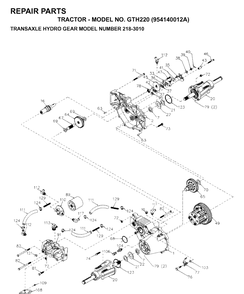 Transmission 2 Diagram and Parts List for GTH220 (954140012A)(1997-01) Husqvarna Lawn Tractor