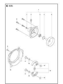 Clutch Diagram and Parts List for 543RBX 20130500001-20182200000 Husqvarna Brush Cutter