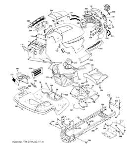 Chassis And Enclosures Diagram and Parts List for YTH2042TD (96041005403)(2010-03) Husqvarna Lawn Tractor