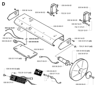 Electronic And Wheel Motor Housing Diagram and Parts List for G1 1998-2003 Husqvarna Lawn Mower
