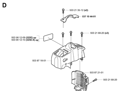 Cover Diagram and Parts List for 322E 20010100001-Current Husqvarna Edger