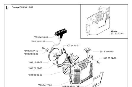 Starter 2 Diagram and Parts List for 254 20013500001-Current Husqvarna Chainsaw