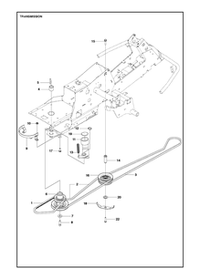 Transmission Diagram and Parts List for R214T AWD Husqvarna Lawn Mower