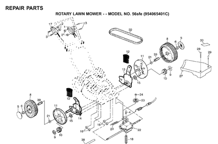 Repair Parts 2 Diagram and Parts List for 56SF (954066101)(1995-04) Husqvarna Lawn Mower