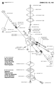 Carburetor Details Diagram and Parts List for 325HDA55X 20054000001 & Above Husqvarna Hedge Trimmer