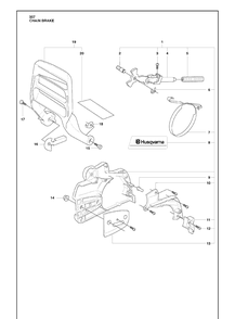 Chain Brake Diagram and Parts List for 357 2010-02 Husqvarna Chainsaw