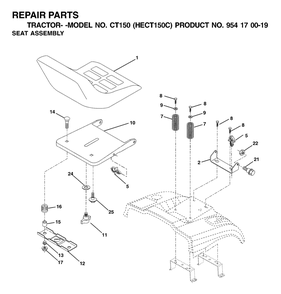 Seat Diagram and Parts List for CT150 (954170019-C)(2001-01) Husqvarna Lawn Tractor