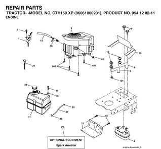 Engine Diagram and Parts List for CTH150XP (96061000201)(2005-04) Husqvarna Lawn Tractor