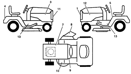 Decals Diagram and Parts List for GT180 (954000372-C)(1992-08) Husqvarna Lawn Tractor