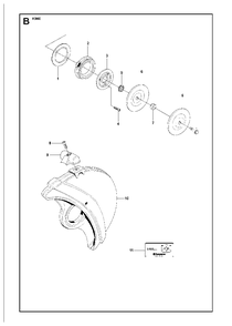Wheels Guard Diagram and Parts List for K960 2007-07 Husqvarna Circular Saw