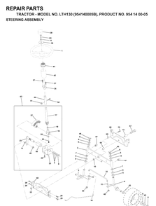 Steering Diagram and Parts List for LTH130 (954140005B)(1997-01) Husqvarna Lawn Tractor