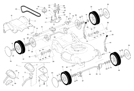 Repair Parts (B) Diagram and Parts List for 55R21HV (954223210-A)(2003-06) Husqvarna Lawn Mower
