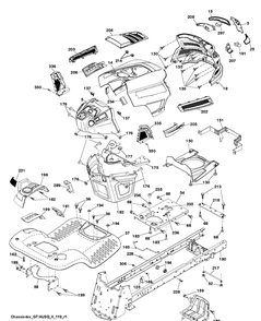 Chassis And Enclosures Diagram and Parts List for LGT2654 (96043014800)(2012-10) Husqvarna Lawn Tractor