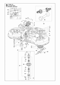 52/132cm Cutting Deck Diagram and Parts List for 132P500D  Husqvarna Lawn Tractor Accessories