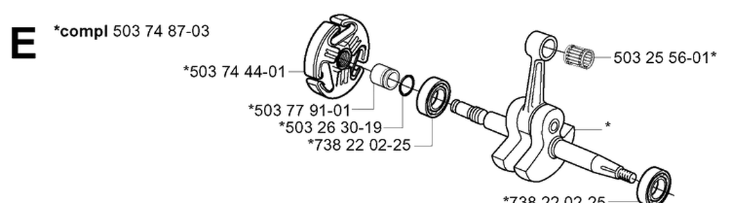 Crankshaft Diagram and Parts List for 365 20051800001-20070900000 Husqvarna Chainsaw