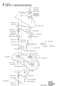 44 Inch/112cm Cutting Deck Diagram and Parts List for RIDER16 2003-01 Husqvarna Lawn Mower