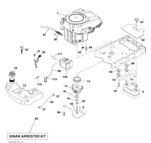 Engine Diagram and Parts List for LGT2654 (96045003800)(2011-09) Husqvarna Lawn Tractor