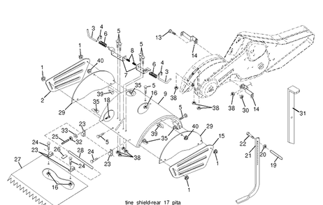 Tine Shield Diagram and Parts List for DRT900E (96093002302)(2013-04) Husqvarna Cultivator
