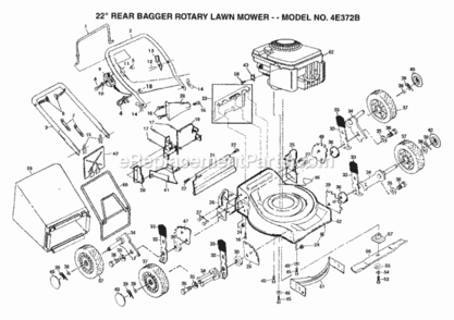Page A Diagram and Parts List for 4E372B 1999 And Before Husqvarna Lawn Mower