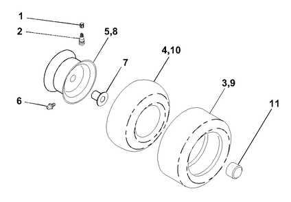 Wheels And Tires Diagram and Parts List for YTH1848XP (954567260-A)(2001-02) Husqvarna Lawn Tractor