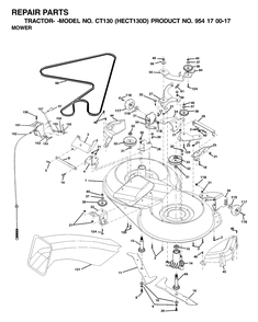 Mower Deck / Cutting Deck Diagram and Parts List for CT130 (954170017-D)(2001-01) Husqvarna Lawn Tractor
