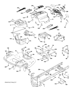 Chassis / Frame Diagram and Parts List for LTH18538 (96043013102)(2011-6) Husqvarna Lawn Tractor