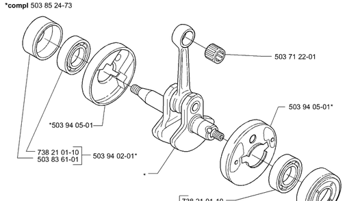 Crankshaft Diagram and Parts List for 322R 2000-04 Husqvarna Brush Cutter