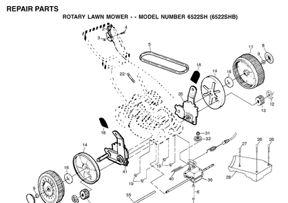 Repair Parts Diagram and Parts List for 6522SH (954222718)(2001-10) Husqvarna Lawn Mower
