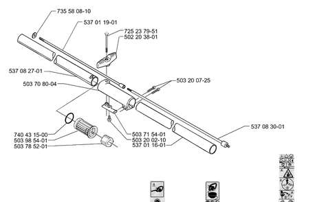 Shaft/Tube Diagram and Parts List for 325RXT 2000-04 Husqvarna Brush Cutter