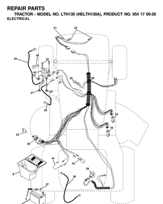 Electrical Diagram and Parts List for LTH130 (HELTH130A)(2001-01) Husqvarna Lawn Tractor