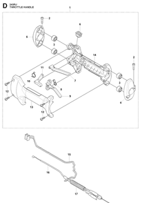 Handle And Controls Diagram and Parts List for 243RJ 20090900001-20113200000 Husqvarna Brush Cutter