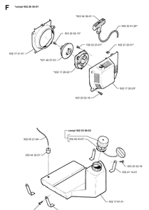 Starter Diagram and Parts List for 250PS 19960500001-19984000000 Husqvarna Pole Saw