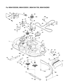 Mower Deck / Cutting Deck Diagram and Parts List for TS138  Husqvarna Lawn Tractor