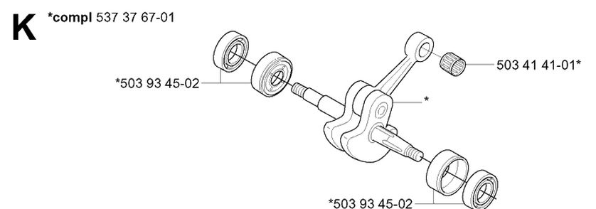 Crankshaft Diagram and Parts List for 338XPT 20060100001-20063600000 Husqvarna Chainsaw