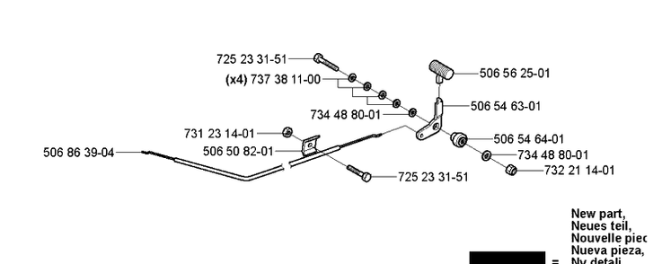 Controls Diagram and Parts List for RIDER155AWD (965080001)(2006-01) Husqvarna Lawn Mower