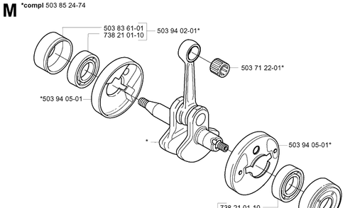 Crankshaft Diagram and Parts List for 325HA850 20040100001-20050600000 Husqvarna Hedge Trimmer