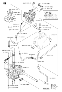 Transmission Diagram and Parts List for PF21AWD (953536501)(2005-04) Husqvarna Lawn Tractor