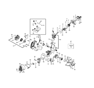 Engine Diagram and Parts List for 124C 20103100001 & Above Husqvarna Trimmer