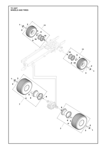 Wheels And Tires Diagram and Parts List for TC220T  Husqvarna Lawn Tractor